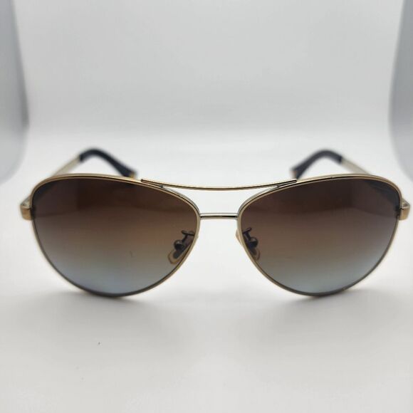 Coach Stefanie Gold & Brown Aviator Polarized Sunglasses main image 4